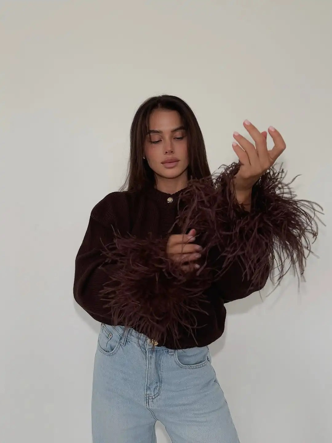 Chic Feathery Sleeve Jacket