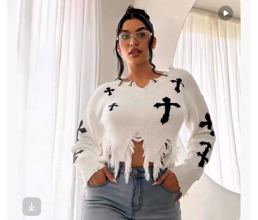 Cropped Top with Cross Pattern