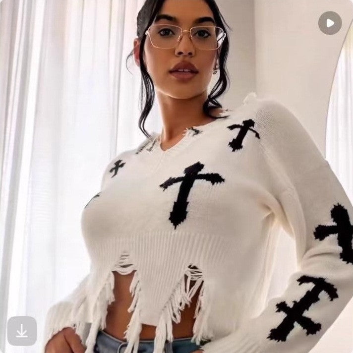 Cropped Top with Cross Pattern