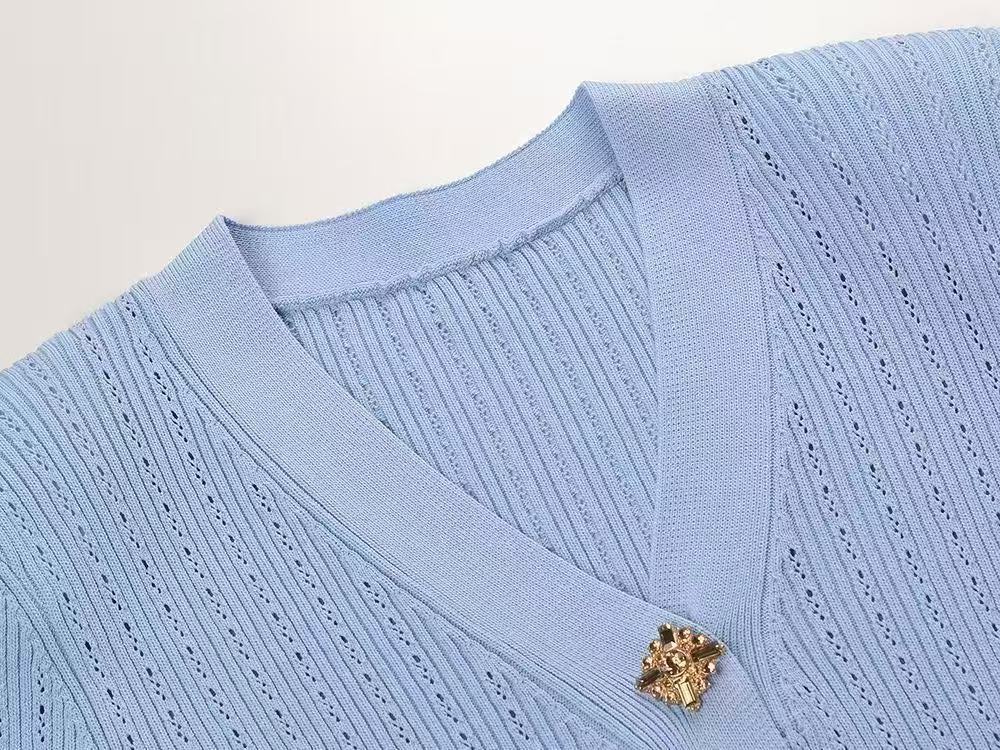 Buttoned Top & Flared Skirt Set