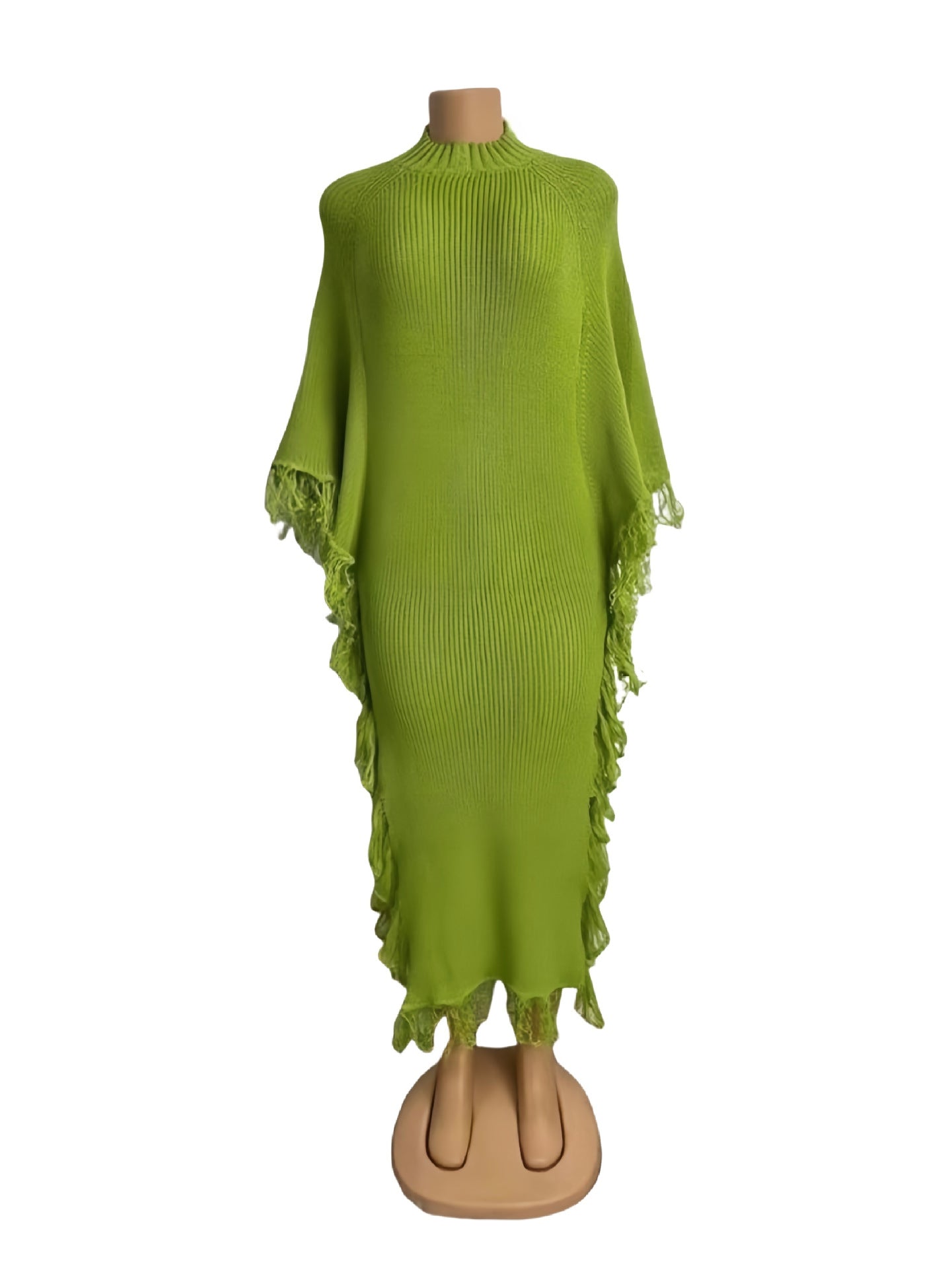 Dress with Fringed Details & Asymmetric Hem