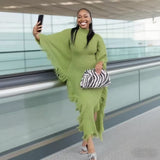 Dress with Fringed Details & Asymmetric Hem