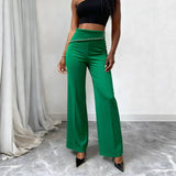 Wide-Leg Trousers with Embellished Waist