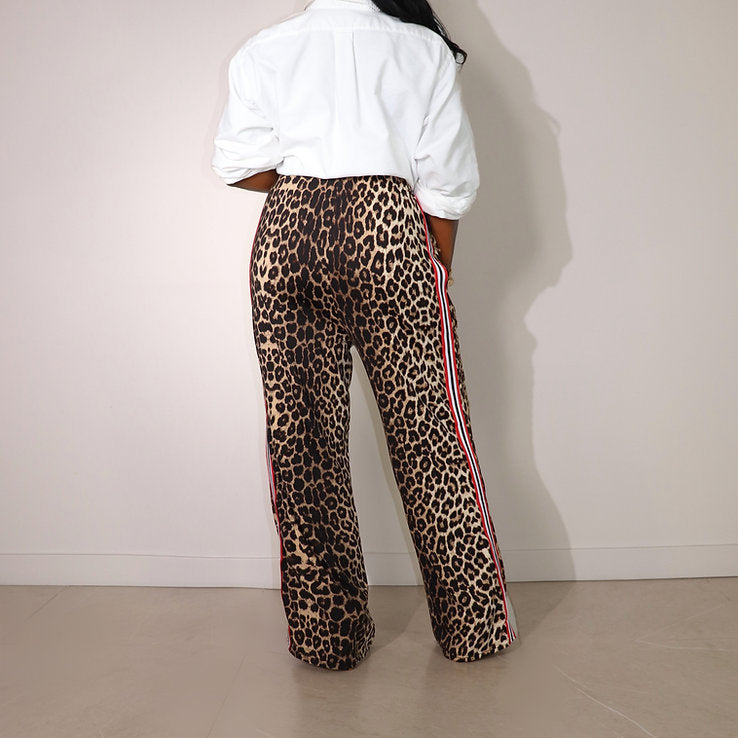 Leopard Print Wide-Leg Pants