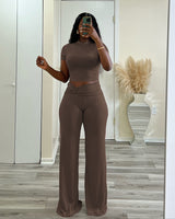Cropped Top and Wide-Leg Pants Set