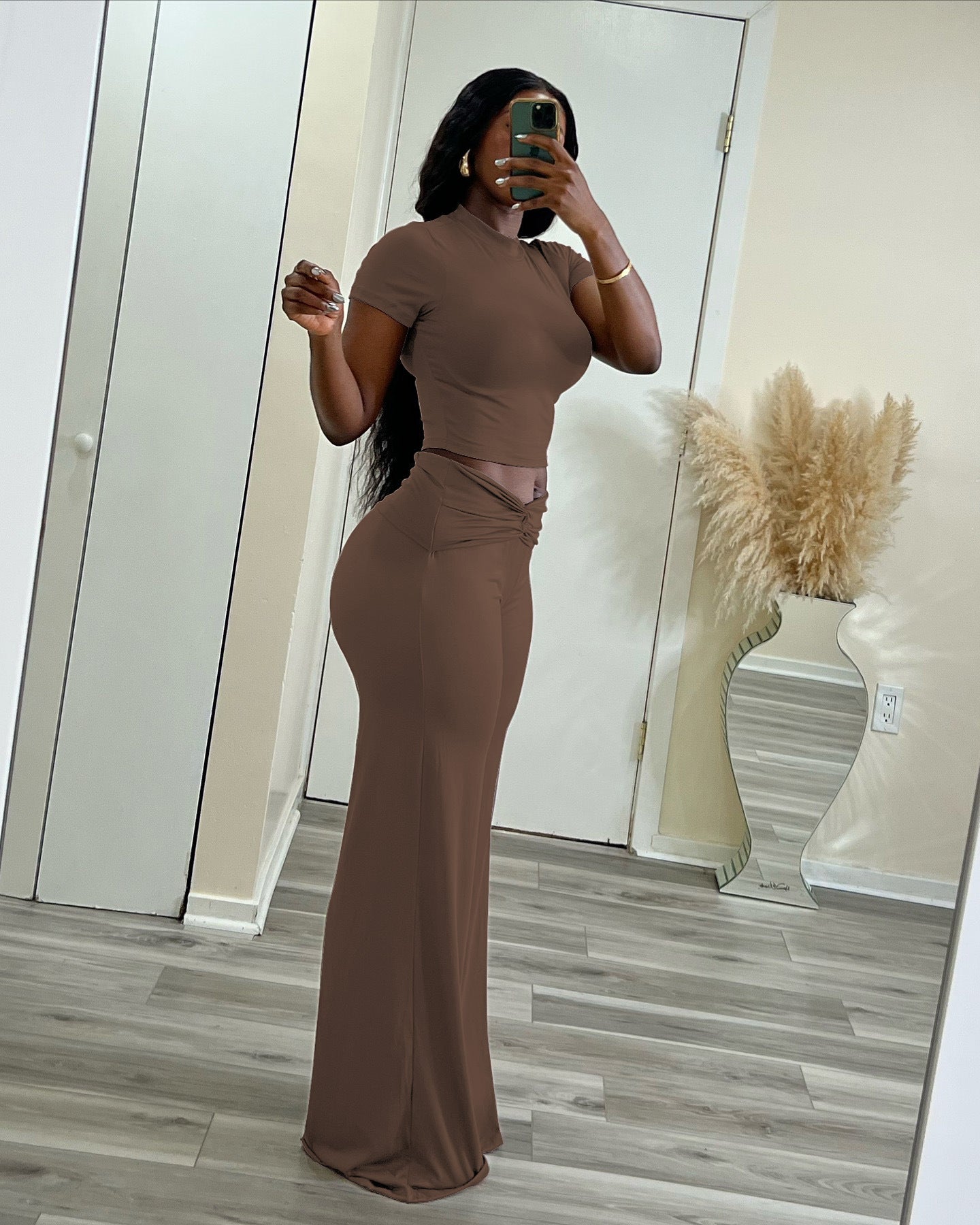 Cropped Top and Wide-Leg Pants Set