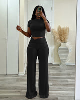 Cropped Top and Wide-Leg Pants Set