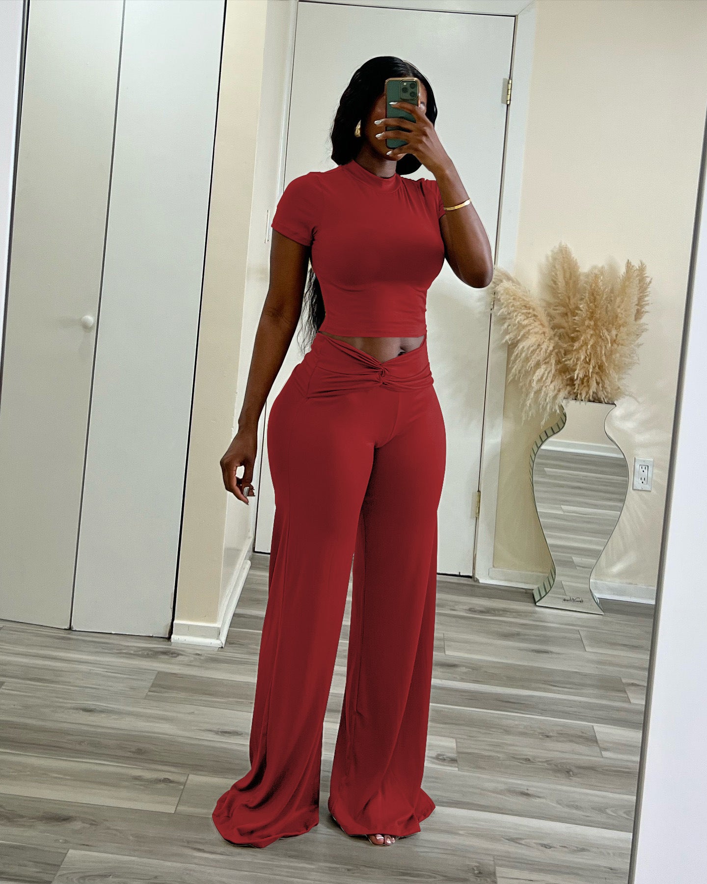 Cropped Top and Wide-Leg Pants Set