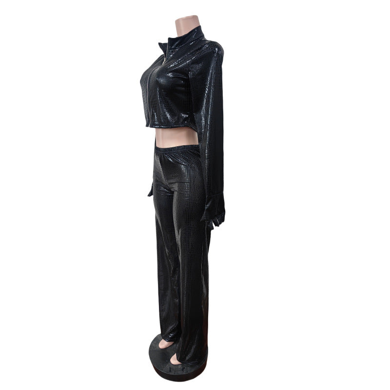 High-Waisted Pants and Crop Top Set