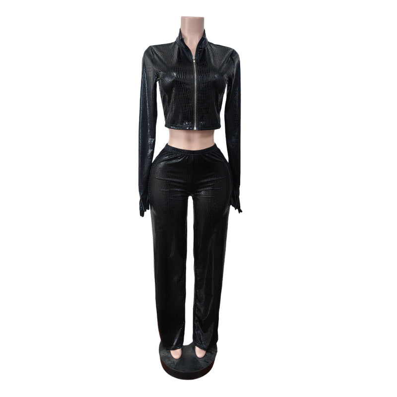 High-Waisted Pants and Crop Top Set