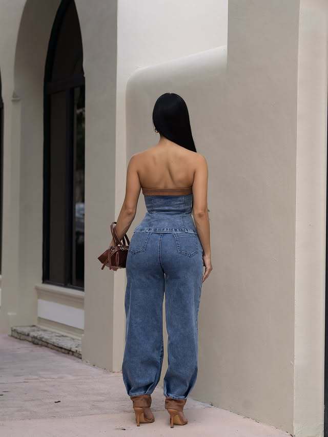 Strapless Puffed Waist Top & Pants Set