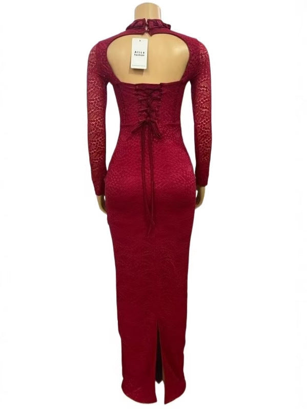 Cut-Out Maxi Dress with Structured Corset