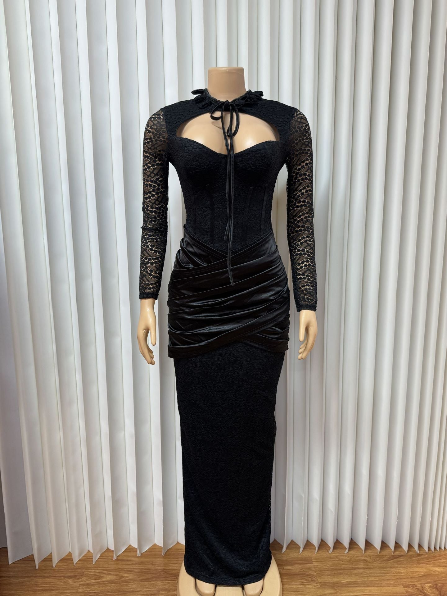 Cut-Out Maxi Dress with Structured Corset