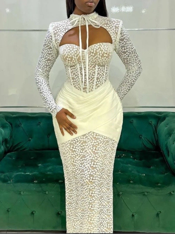 Cut-Out Maxi Dress with Structured Corset