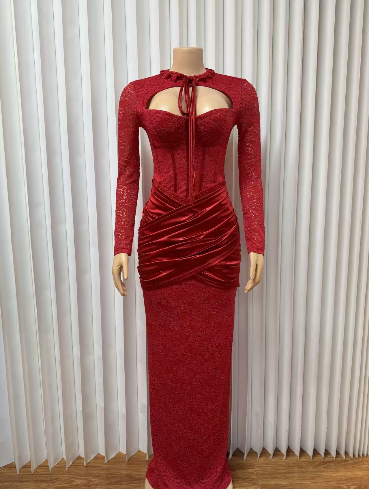 Cut-Out Maxi Dress with Structured Corset