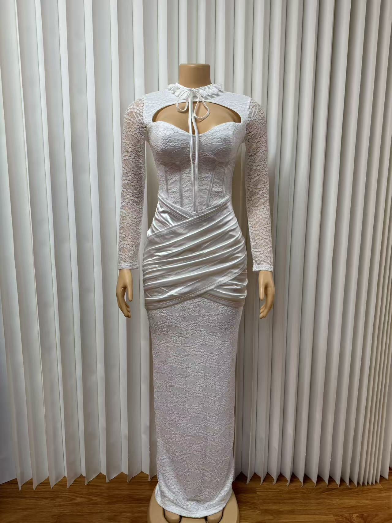 Cut-Out Maxi Dress with Structured Corset