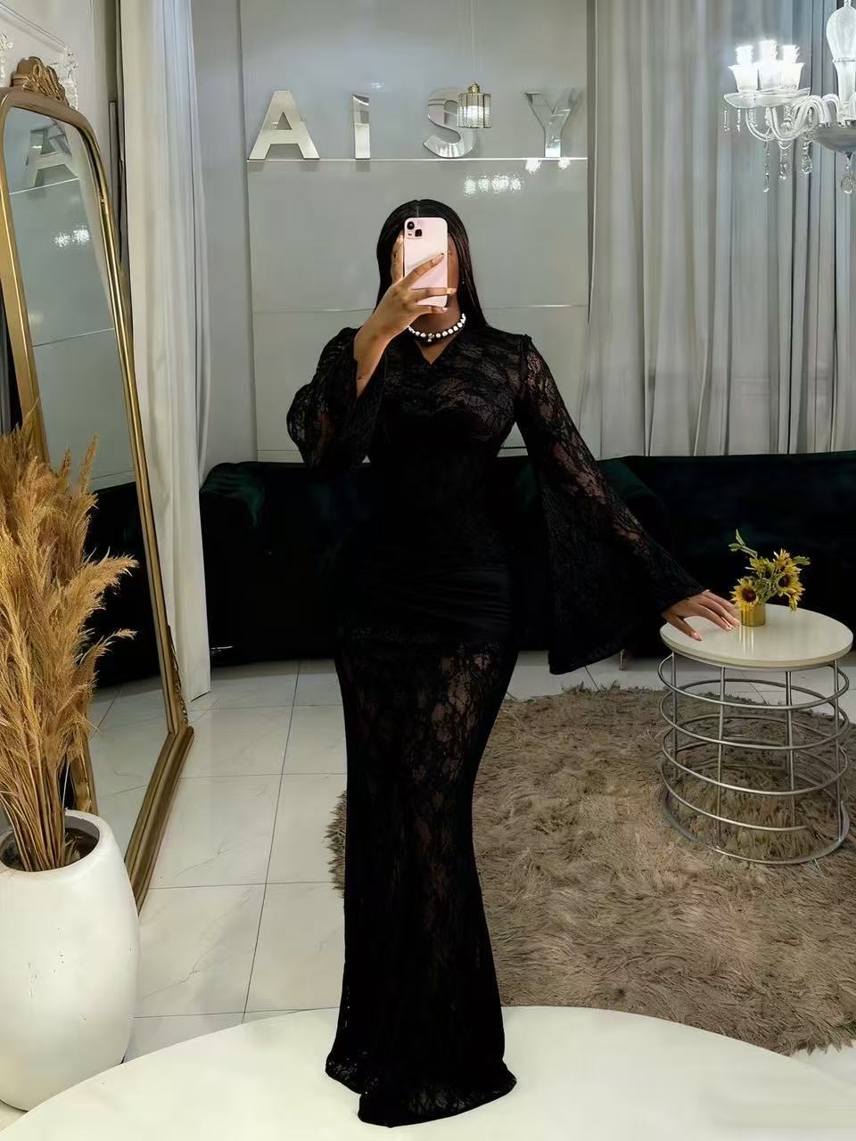 Maxi Dress with Flared Sleeves