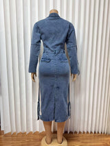 Long Sleeve Button-Front Dress
