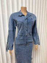 Long Sleeve Button-Front Dress