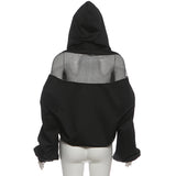 Hoodie with Zipper and Mesh Detailing