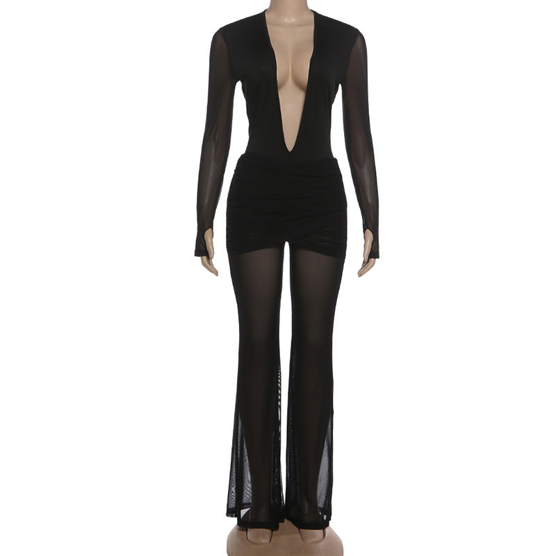 Glamorous Black Deep V Plunge Set