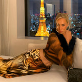 Animal Print Two-Piece Co-Ord Set with Fur Trim