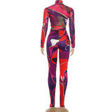 Abstract Print Crop Top & High-Waist Leggings