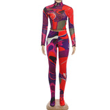 Abstract Print Crop Top & High-Waist Leggings