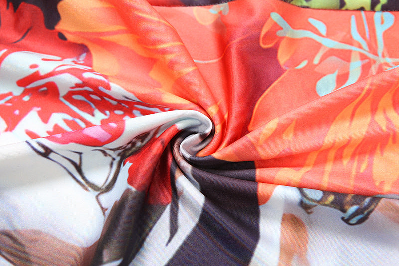 Abstract Print Long Sleeve Bodycon Jumpsuit