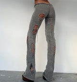 Distressed Knit Flared Pants
