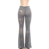 Distressed Knit Flared Pants