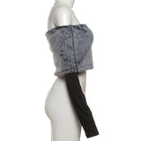 Faux Fur Off-Shoulder Wrap Top