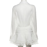 White Ruffled Blouse Dress