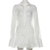 White Ruffled Blouse Dress