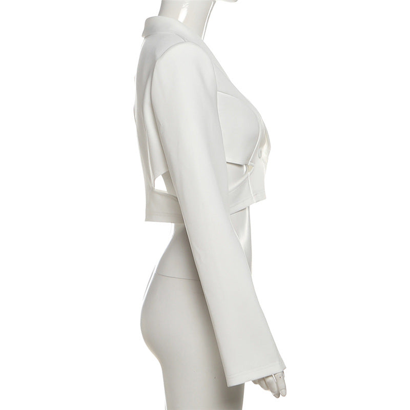 White Blazer with Contrast Details