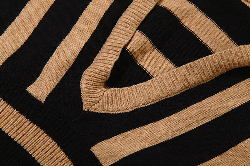 Striped Hooded Top & Shorts Set