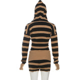 Striped Hooded Top & Shorts Set