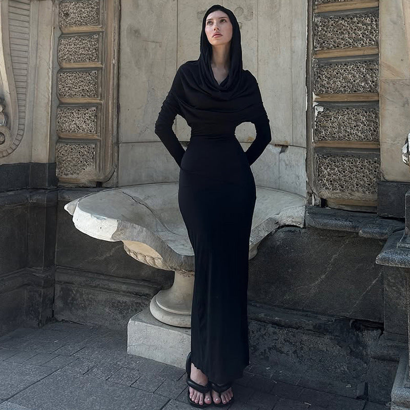 Draped Maxi Dress with Cowl Neck