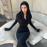 Draped Maxi Dress with Cowl Neck