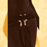Long Sleeve Maxi Dress with Ruffle Front