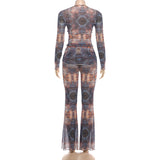 Chic Abstract Print Top & Pants