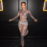 Chic Abstract Print Top & Pants