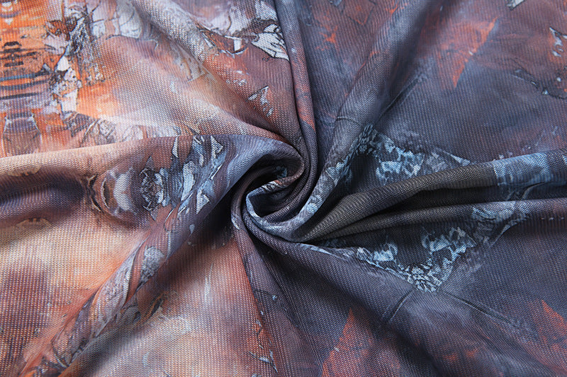 Chic Abstract Print Top & Pants