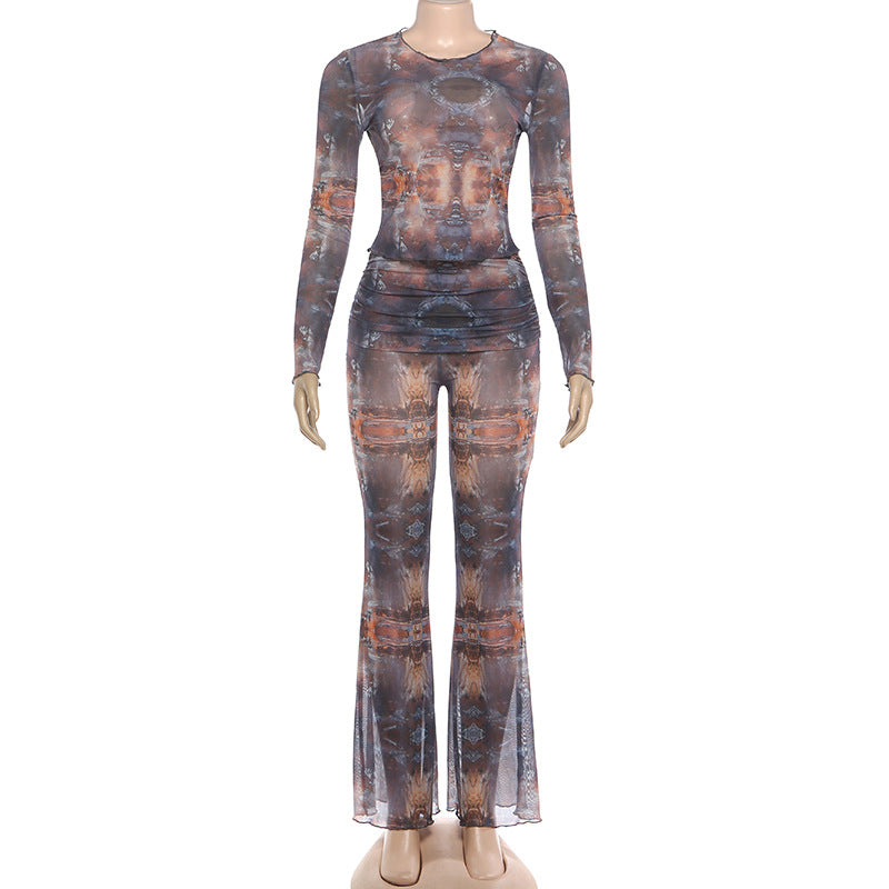 Chic Abstract Print Top & Pants