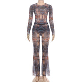 Chic Abstract Print Top & Pants