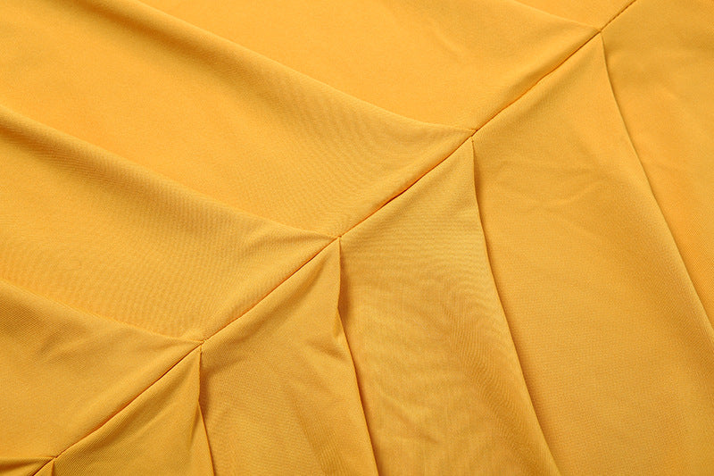 Yellow Draped Evening Gown