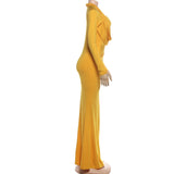 Yellow Draped Evening Gown
