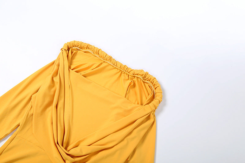 Yellow Draped Evening Gown