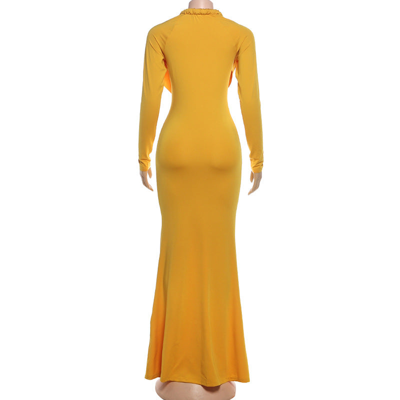 Yellow Draped Evening Gown