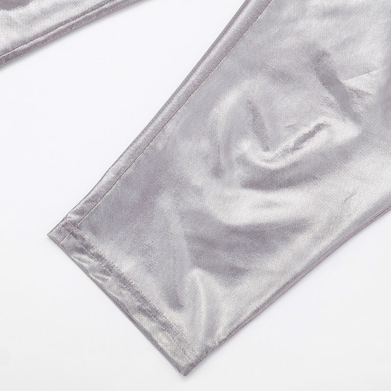 Metallic Capri Pants with Trim